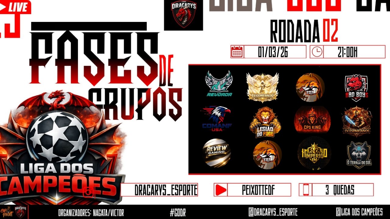 🔴LIGA DOS CAMPÉOS 21H DOMIGÃO🔴FREE FIRE - AO VIVO🔴 #freefire #freefirefreefire