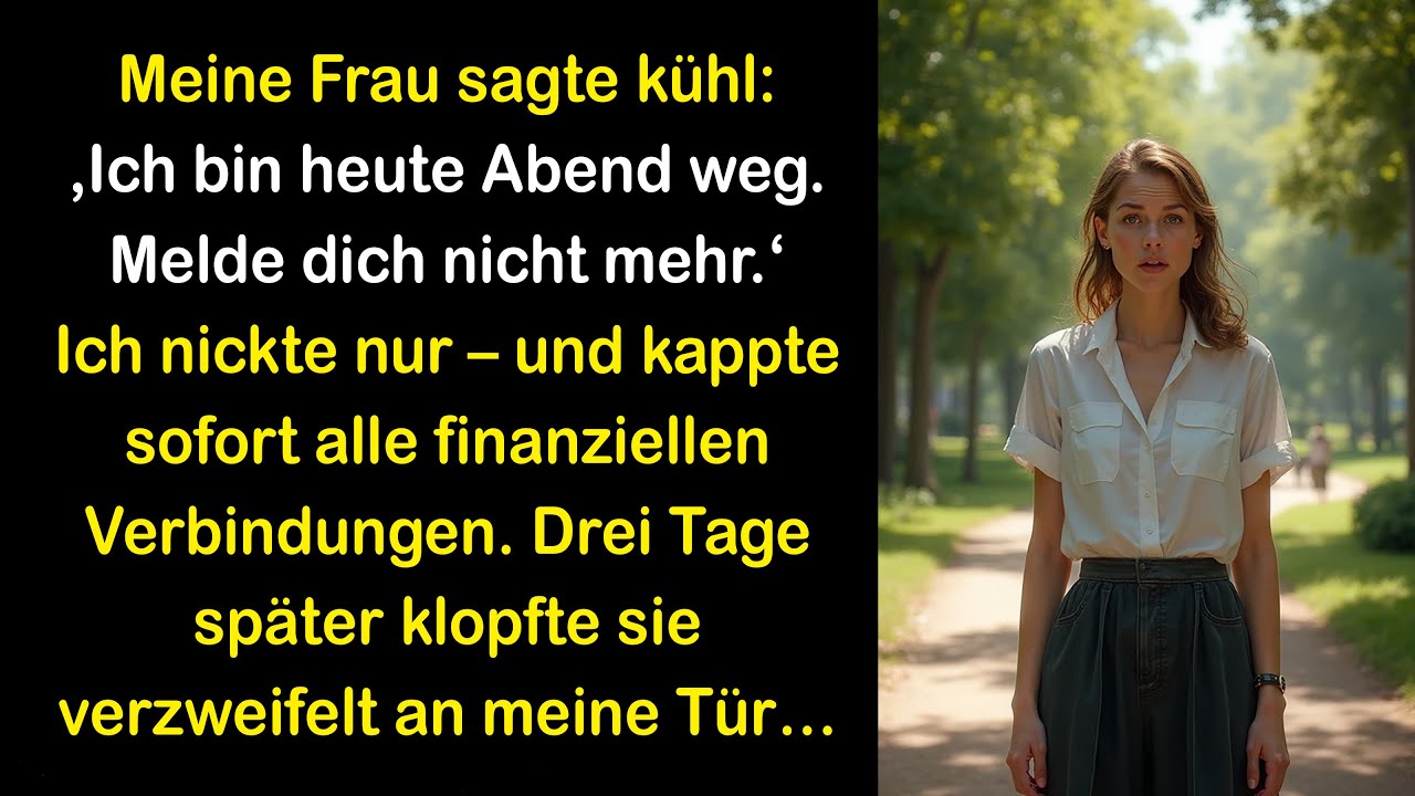 SIE SAGTE: „ICH ZIEHE HEUTE ABEND AUS.“ ICH SAGTE NUR: „GUT.“ 3 TAGE SPÄTER STAND SIE WIEDER HIER…