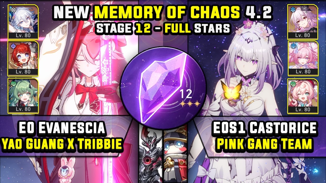 E0 Evanescia Carry & E0 Castorice Pink Team (3 Stars)  Memory Of Chaos 12 Honkai Star Rail 4.2
