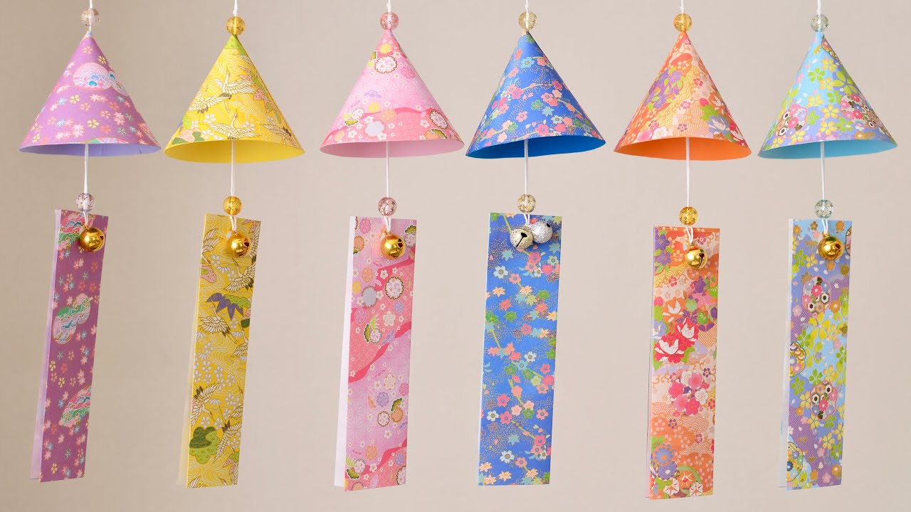 【100均DIY】ダイソーの千代紙で作る風鈴①🎐wind bell