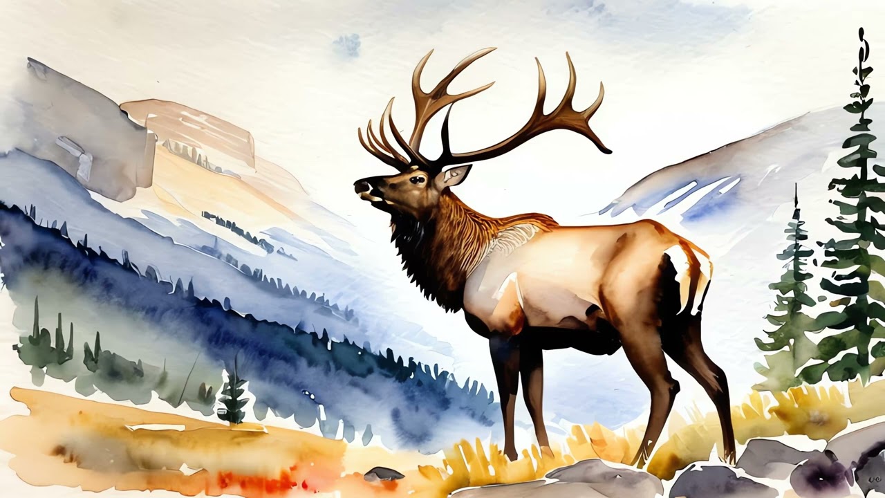 Frame Tv |🦌 Winter Wildlife Art 🏞 | Majestic Elk in Snowy Mountains ❄ | Ambient Nature Display