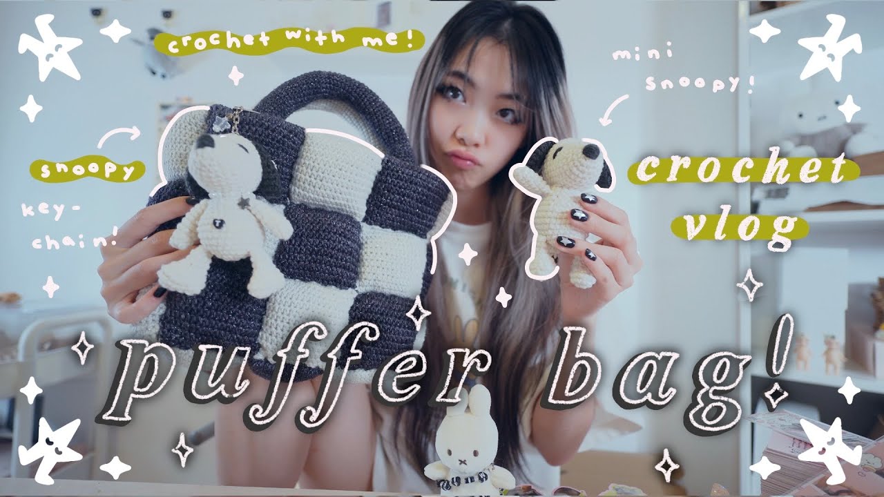 Crochet Sparkle Puffer Bag TUTORIAL n VLOG! 🦭 + Tuna Ham and Hotdog! |  Tiffany Weng