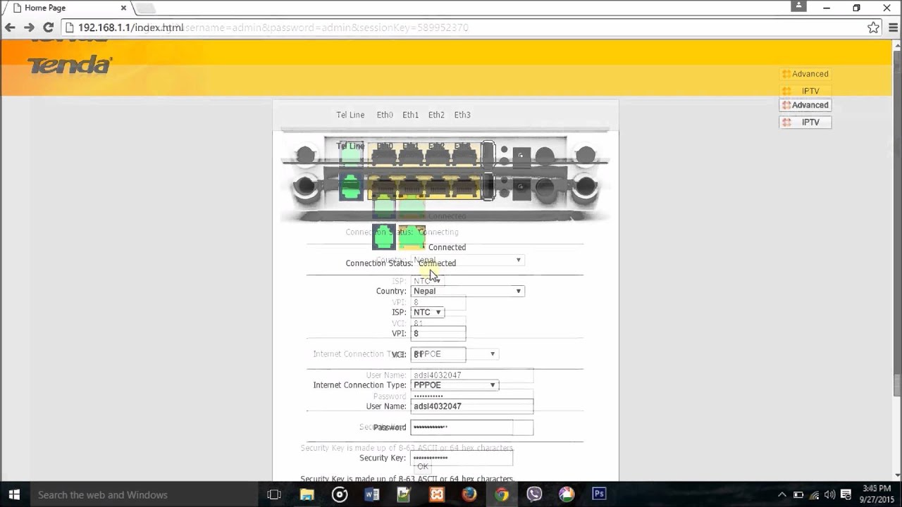 Configuring NTC ADSL Tenda Router