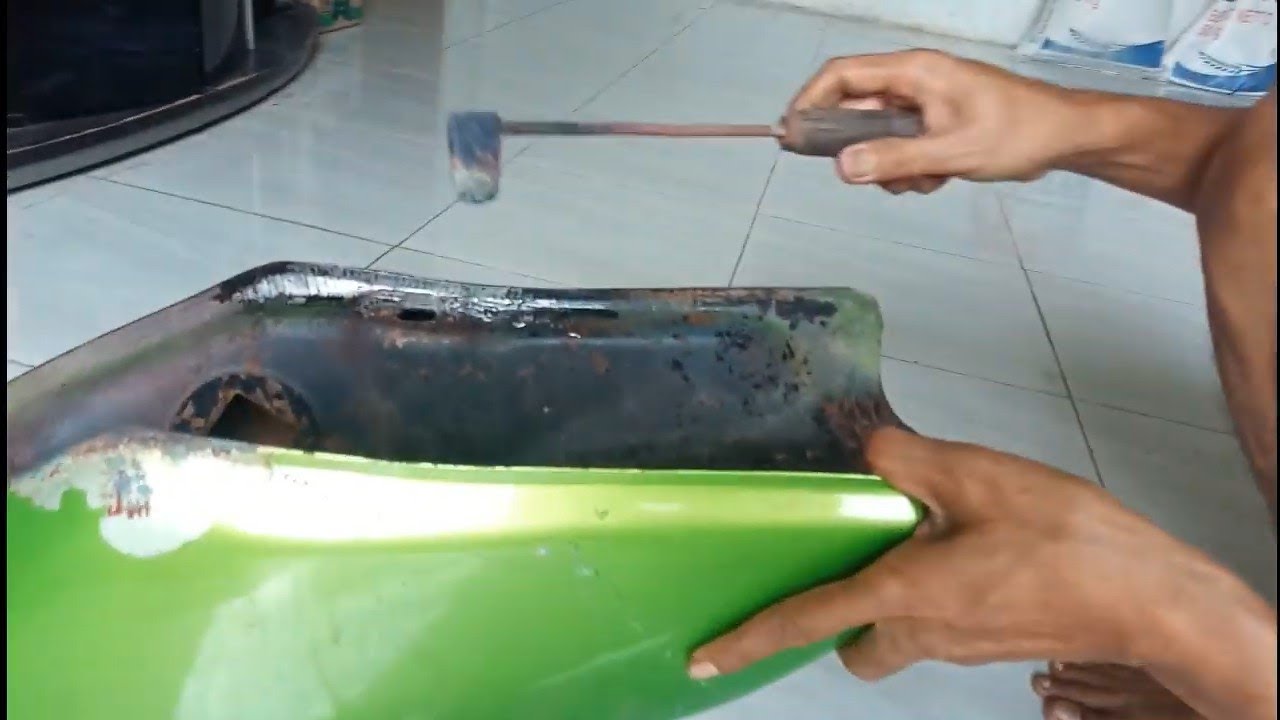 cara tambal atau solder tangki motor RX KING