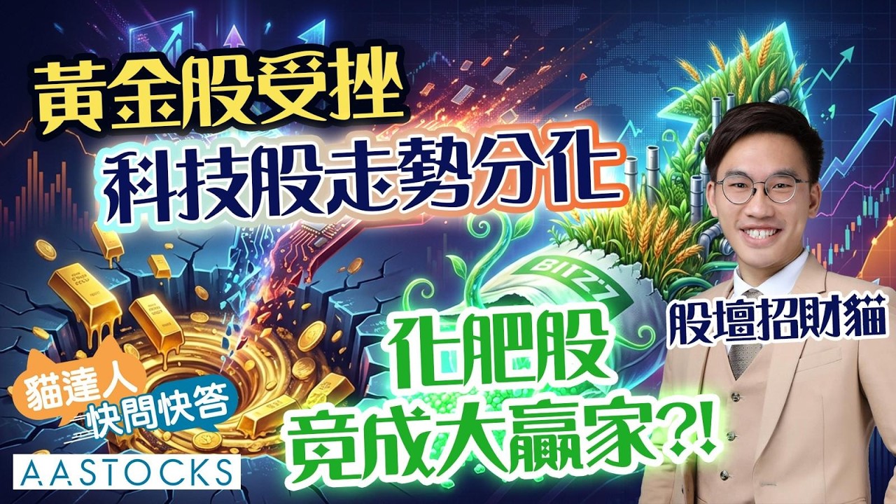 【🔴貓達人快問快答】黃金股受挫 科技股走勢分化 化肥股竟成大贏家？！｜股壇招財貓︱AASTOCKS︱2026-3-13
