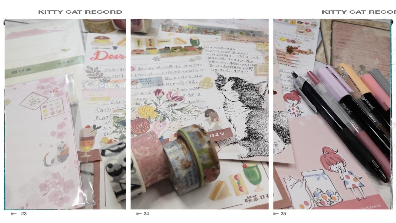 紙もの♡ギフトに添える小さな手紙を書く風景✨マスキングテープとシールで賑やかにコラージュしながら♡