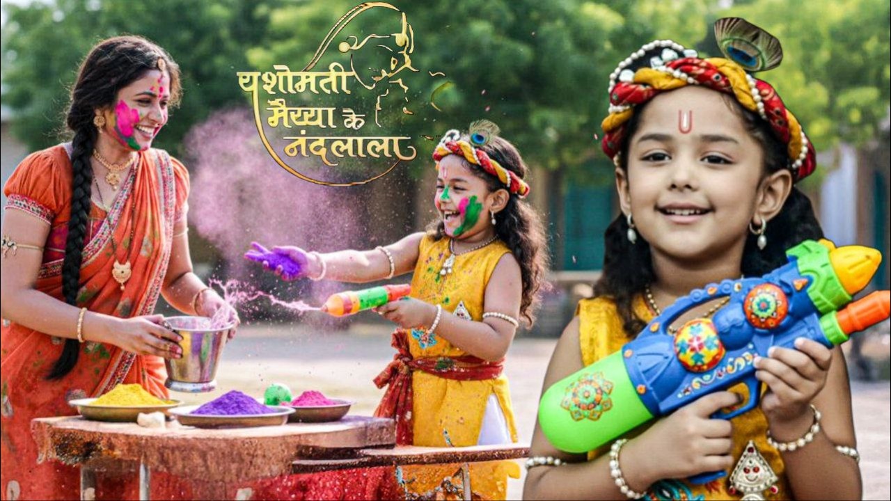 कान्हा ने मनाई मैया के साथ होली || Yashomati Maiyaa Ke Nandlala ||