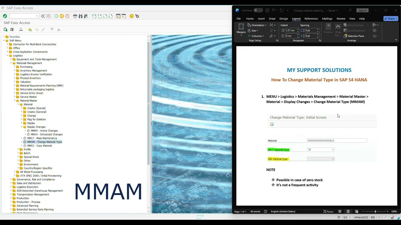 Как изменить тип материала в SAP S4 HANA | SAP MM | SAP MATERIAL MASTER