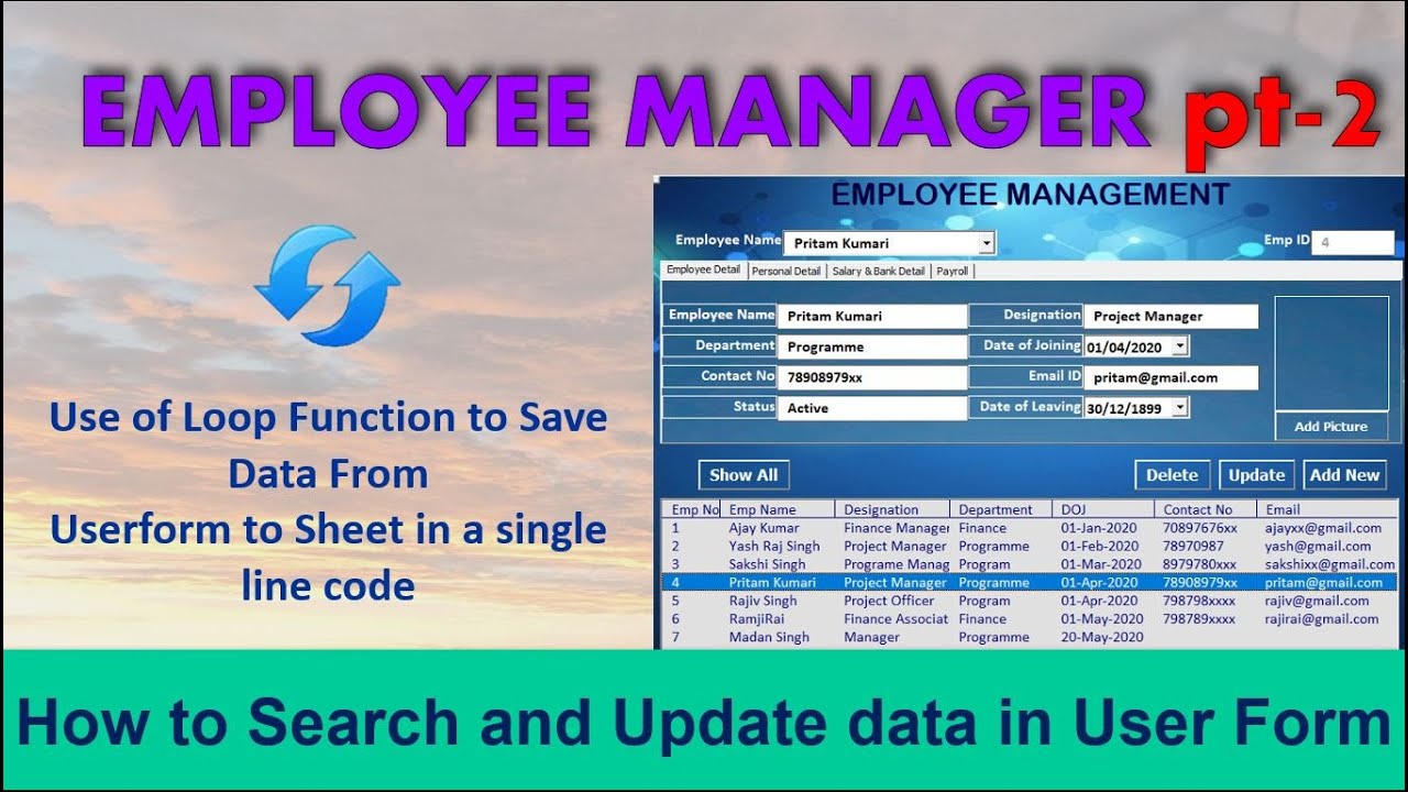 Why Loop Important in VBA Application | Employee Management Part 2 | employee management system
