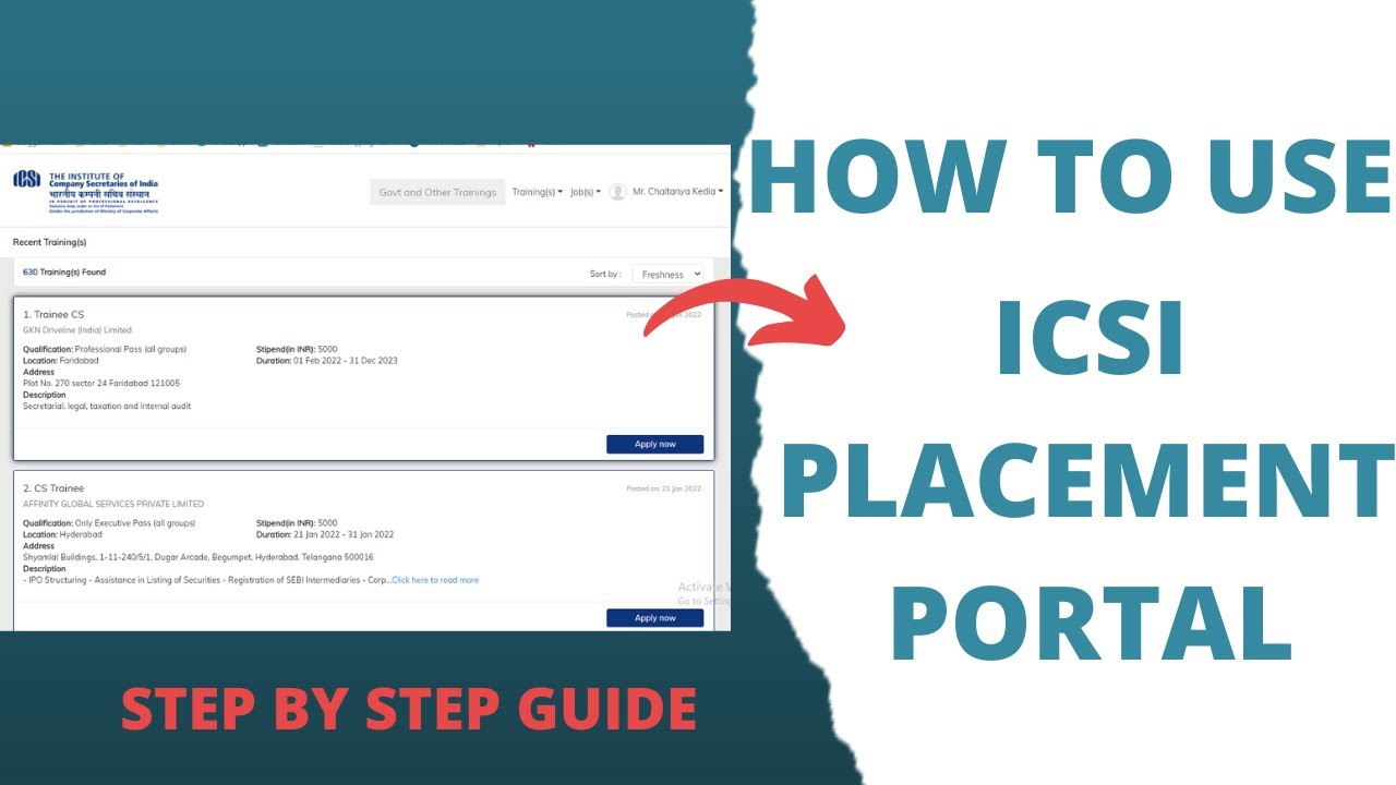 How to use ICSI Placement portal | By Chaitanya Kedia