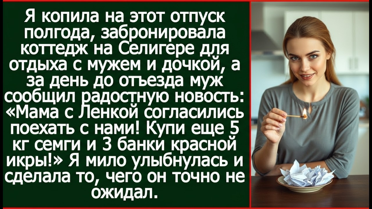 Мама с Ленкой согласились поехать с нами! Купи еще 5 кг семги и 3 банки красной икры! Обрадовал муж.