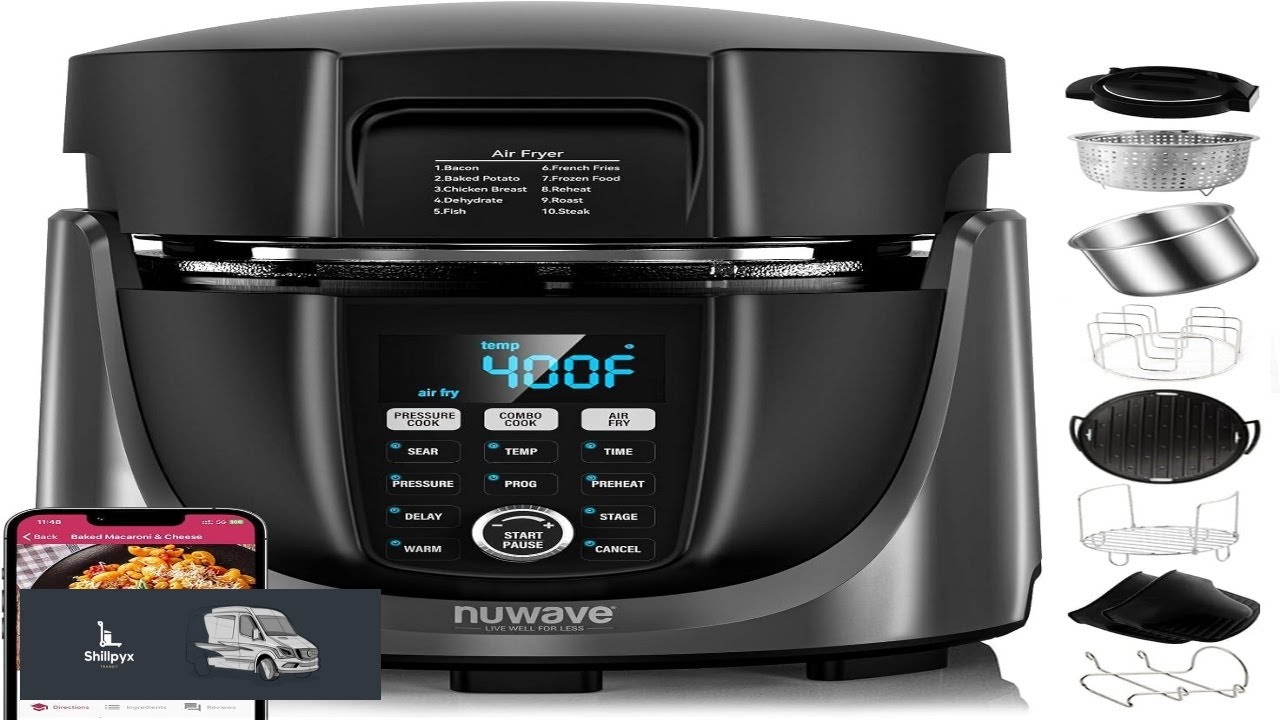 Nuwave Duet Air Fryer Electric Pressure Cooker & Grill Combo 540 IN