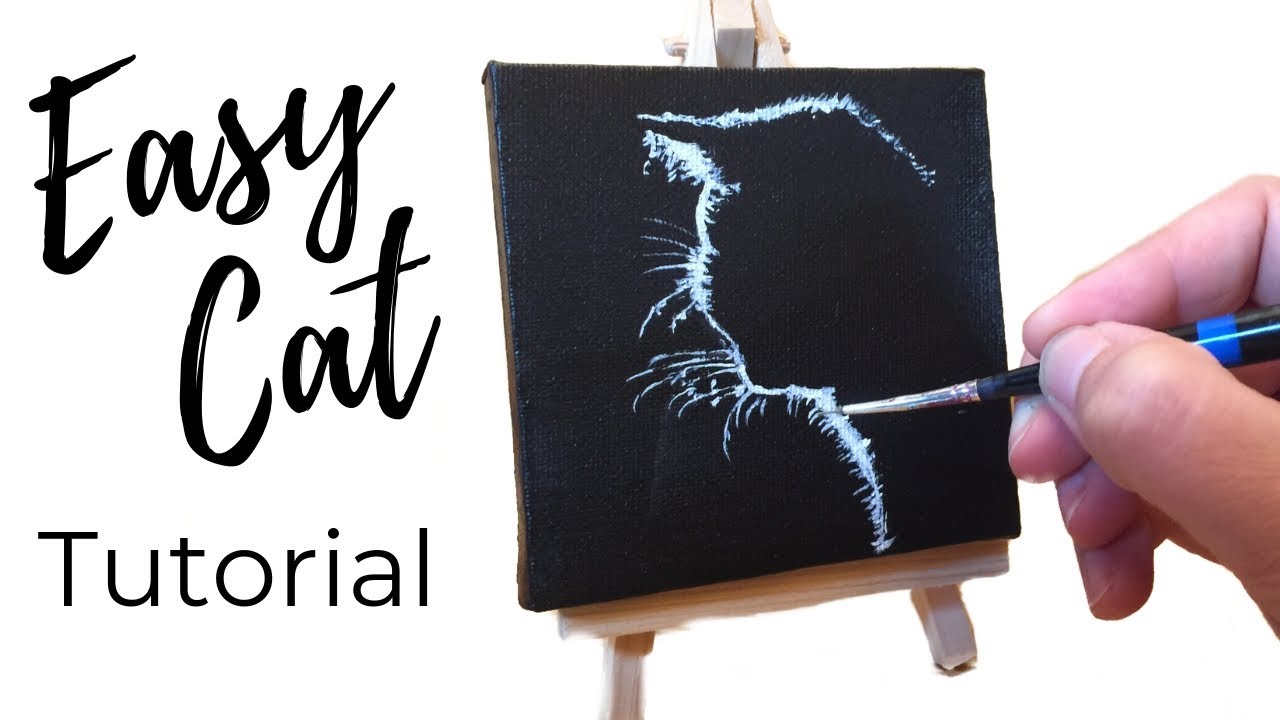 How To Paint an Easy Cat Painting/ Mini Canvas