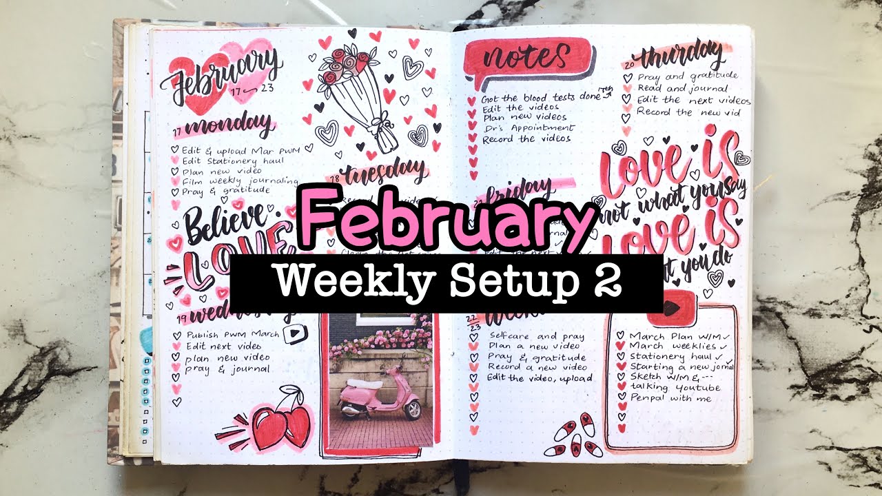 Bullet Journal February  | Love Hearts Theme | Bullet Journal Setup