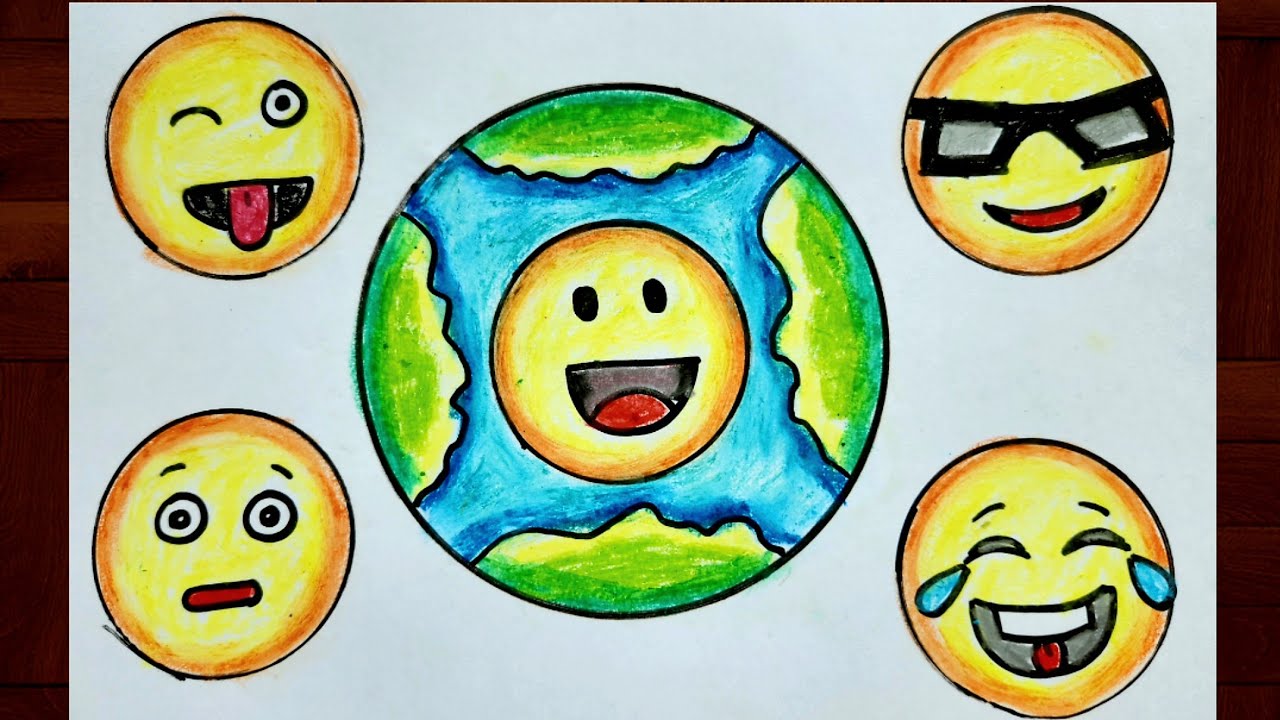 World Emoji Day Drawing Easy / International Emoji Day Poster / How to draw Smileys
