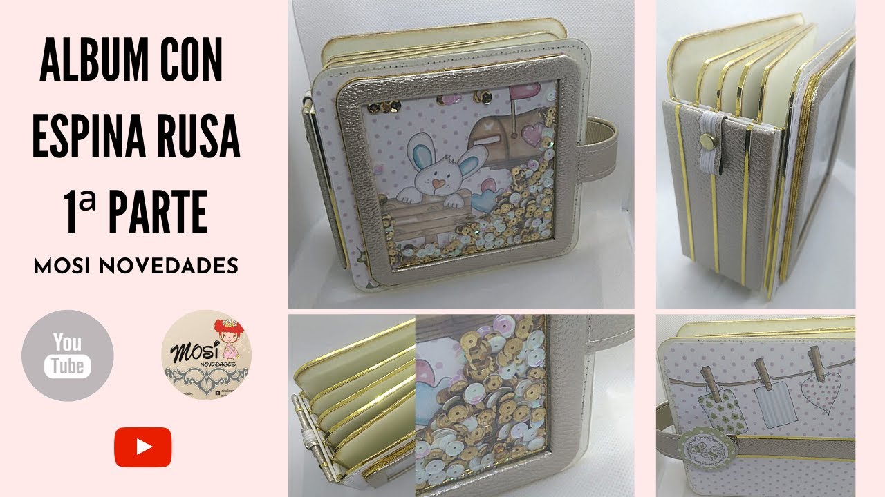 TUTORIAL ALBUM ESPINA RUSA/estructura/ scrap con papel y vinipiel/PARTE 1