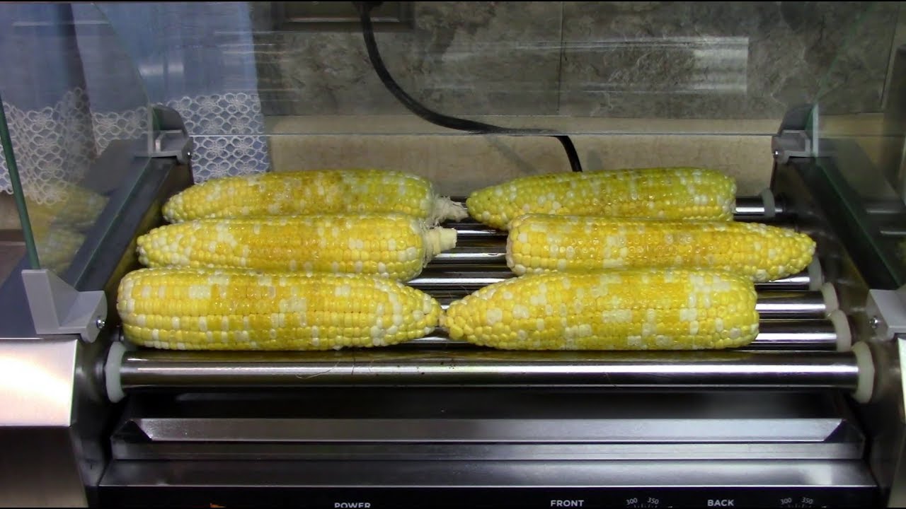 Corn on the Cob on a Hotdog Roller Grill