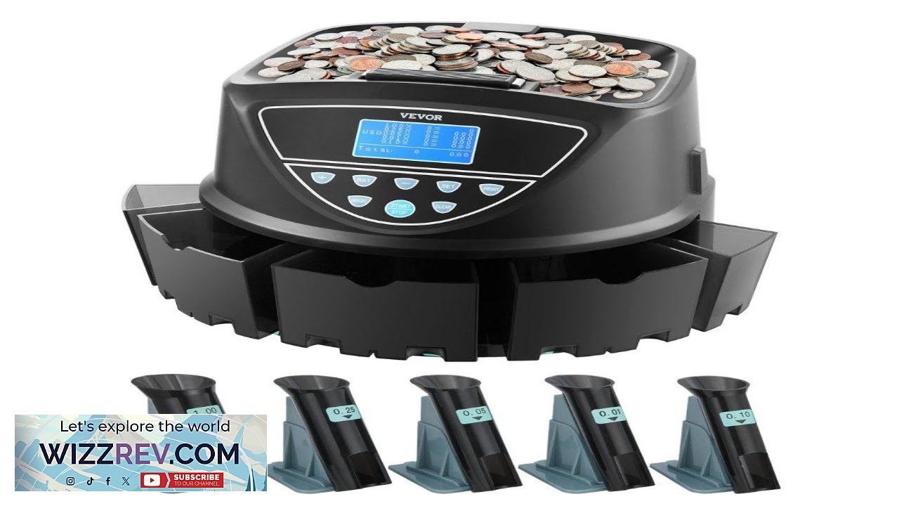 VEVOR Coin Sorter Counter Machine  2000 Coins 5 Tubes