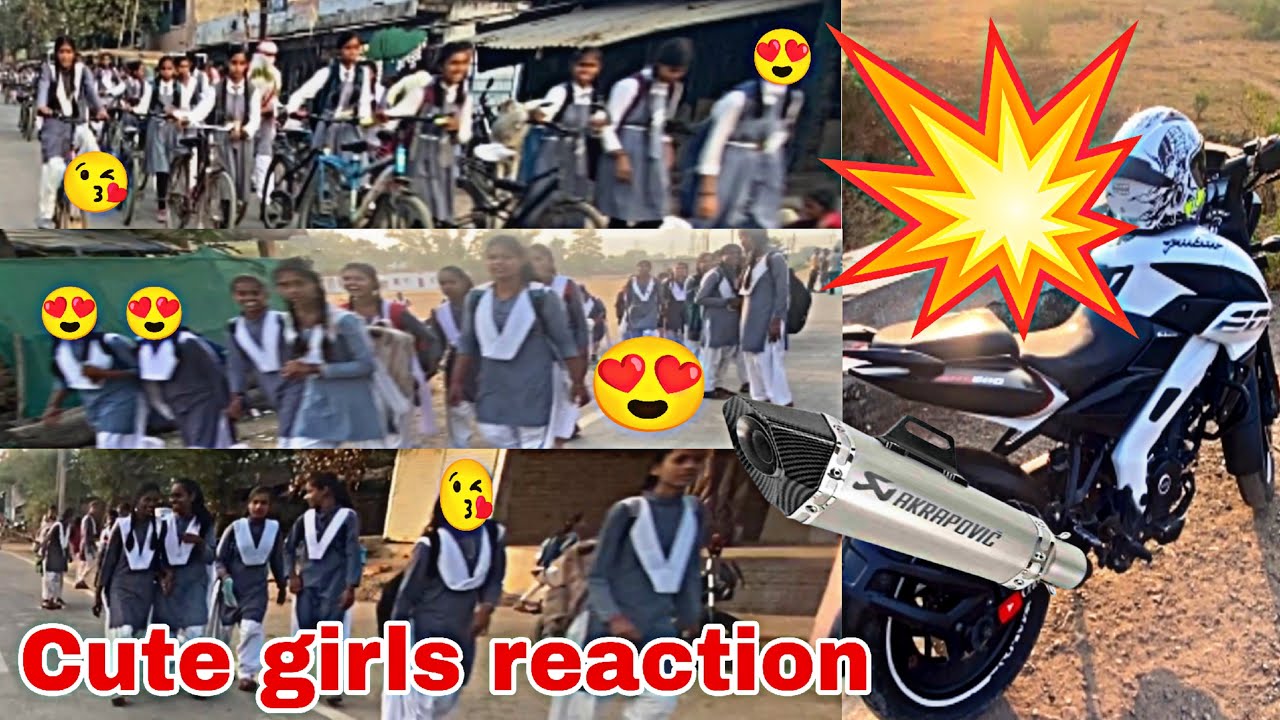 cute girls reaction | ns 200 full system exhaust akrapovic ke sath and | public reaction cute girl 🤗