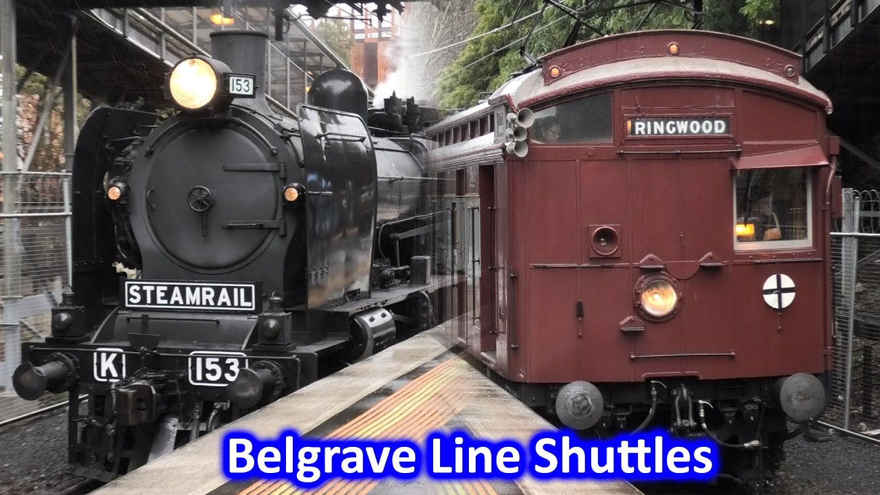 Steam Trains in the Rain; Steamrail Belgrave Line Shuttles with K153 & the Tait [4K]