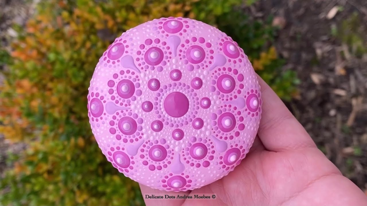 Pink Dot Mandala painted rock for Breast Cancer Awareness.