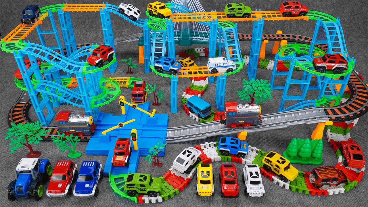 37 minutes of satisfying Building a Two-Story Highway & Police Station Track toy ASMR | Toy review