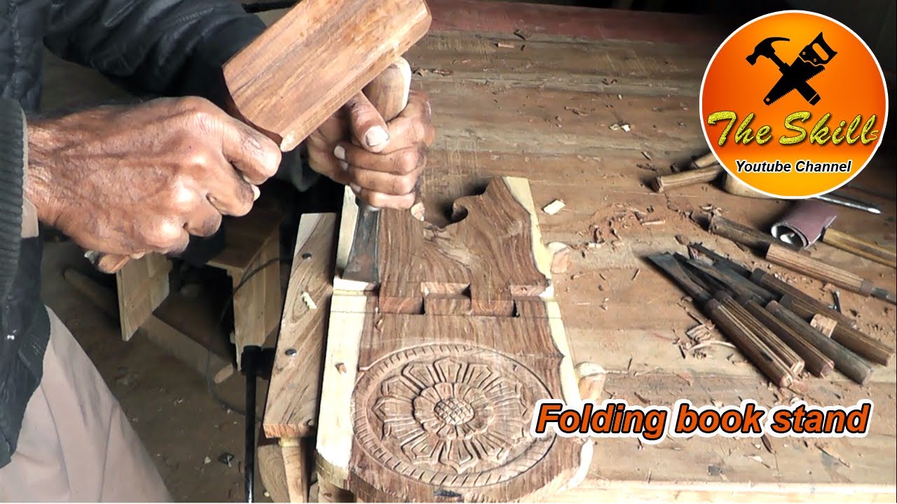 How to make folding book stand |wood carving| The skills
