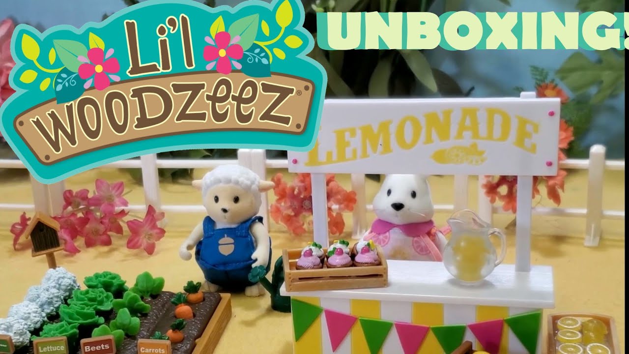 Lil' Woodzeez Garden and Lemonade Stand Set UNBOXING and PLAY!