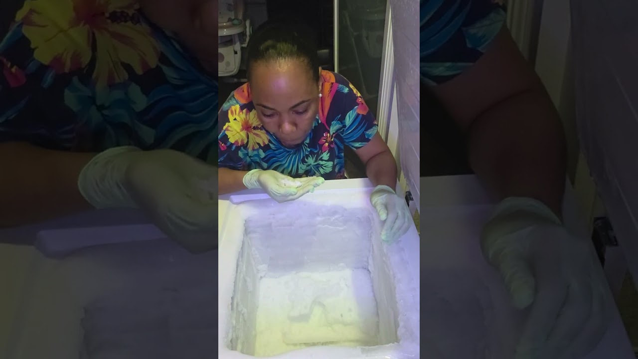 taking off and eating ice/ from the big freezer ❄️❄️