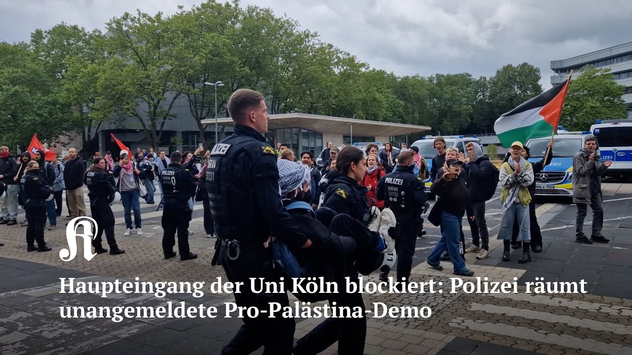 Haupteingang der Uni Köln blockiert: Polizei räumt  unangemeldete Pro-Palästina-Demo