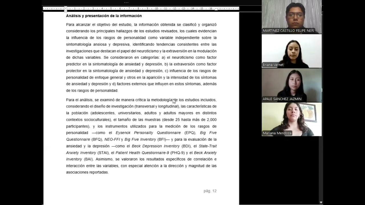  Influencia de la ansiedad y depresión en la personalidad de adultos jóvenes.