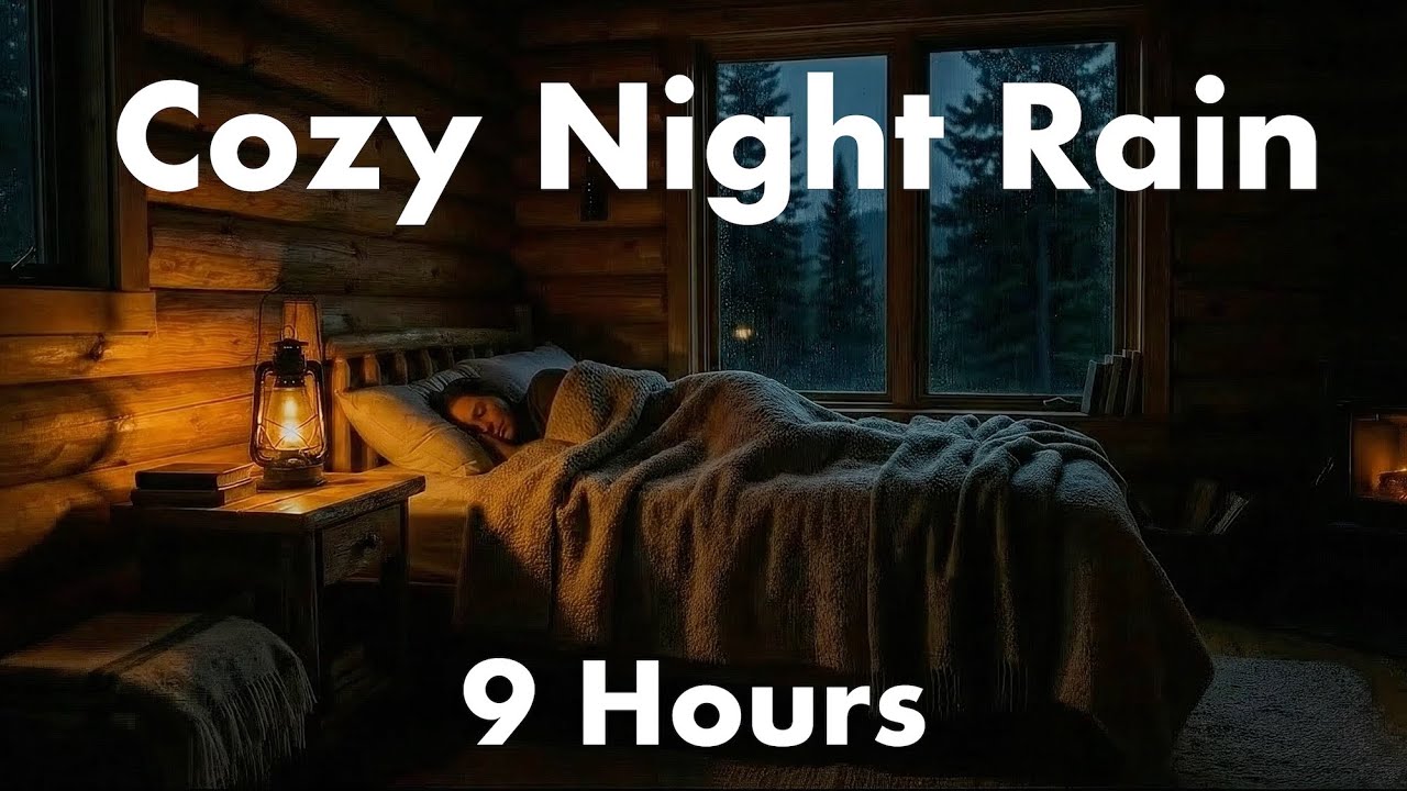 Rainy Cabin Night 🌧️ Cozy Sleep Sounds • Rain to Night Sky • 9 Hours
