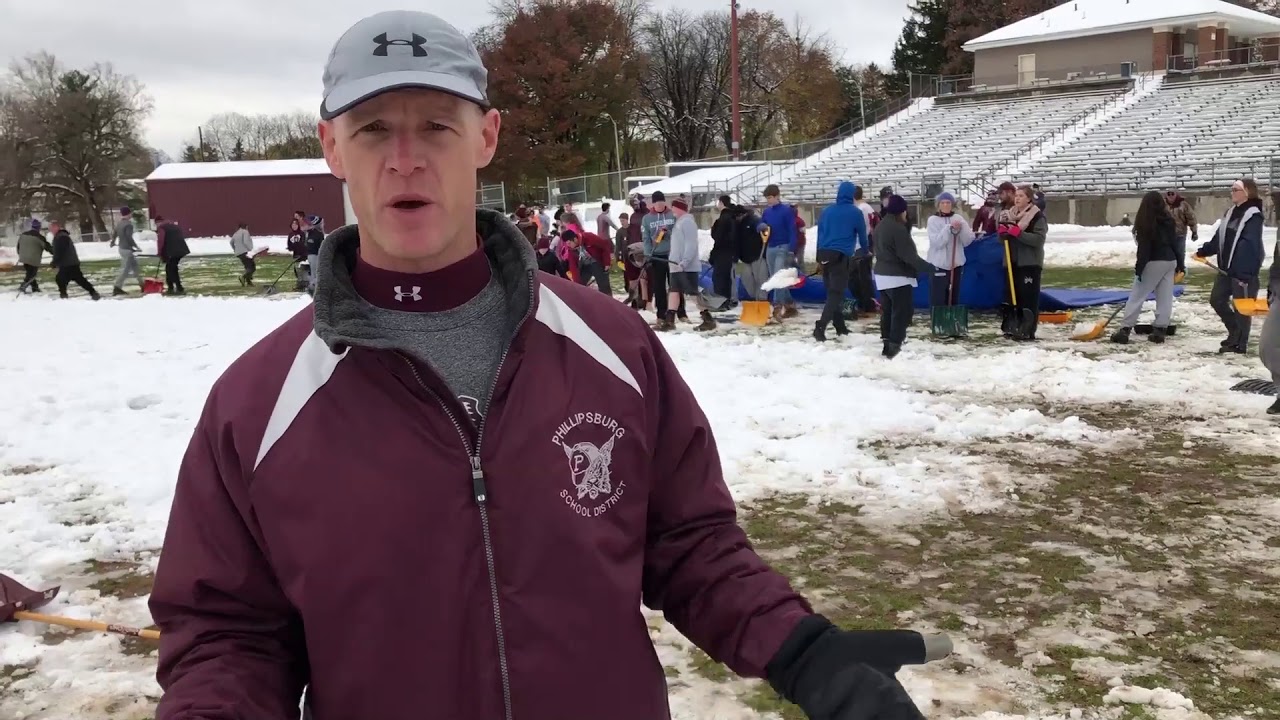 Phillipsburg community shovels football field for playoff game