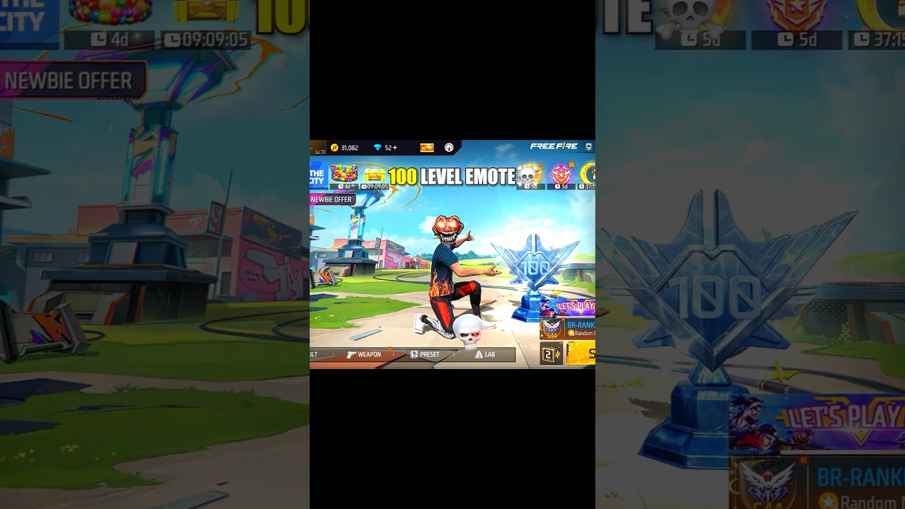 100 LEVEL EMOTE? 😈☠️ #freefire