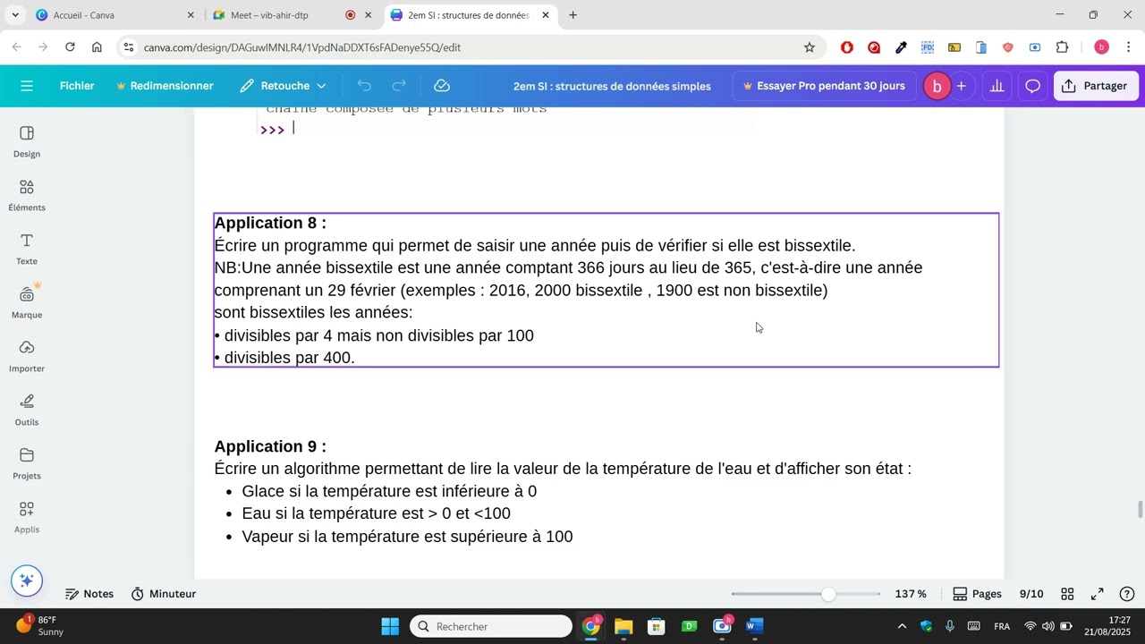 Séance 5 - PART 1 - Suite correction série les structures conditionnelles