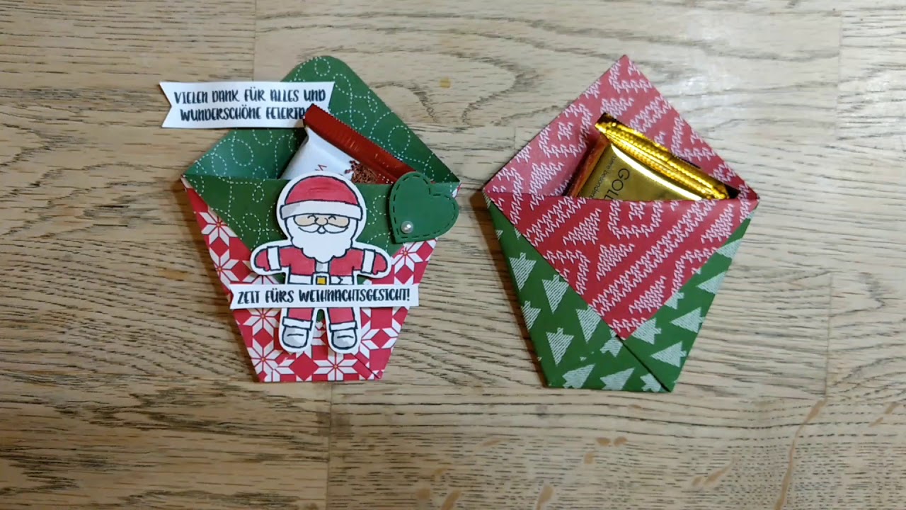 Origami Goodie falten /  DIY Verpackung Mini Ritter Sport