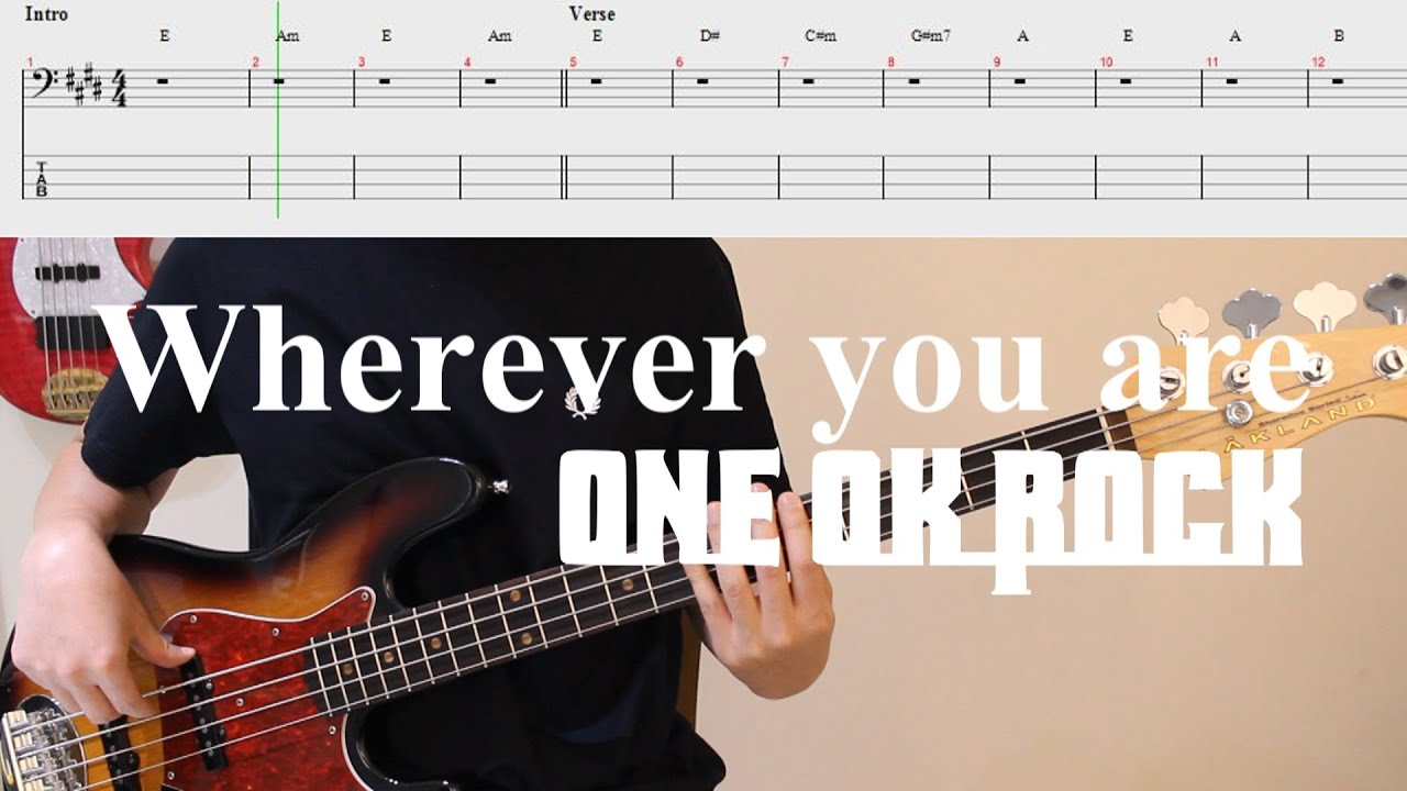 베이스 처음 하는 초보를 위한 입문곡│ONE OK ROCK - Wherever you are│TAB 악보