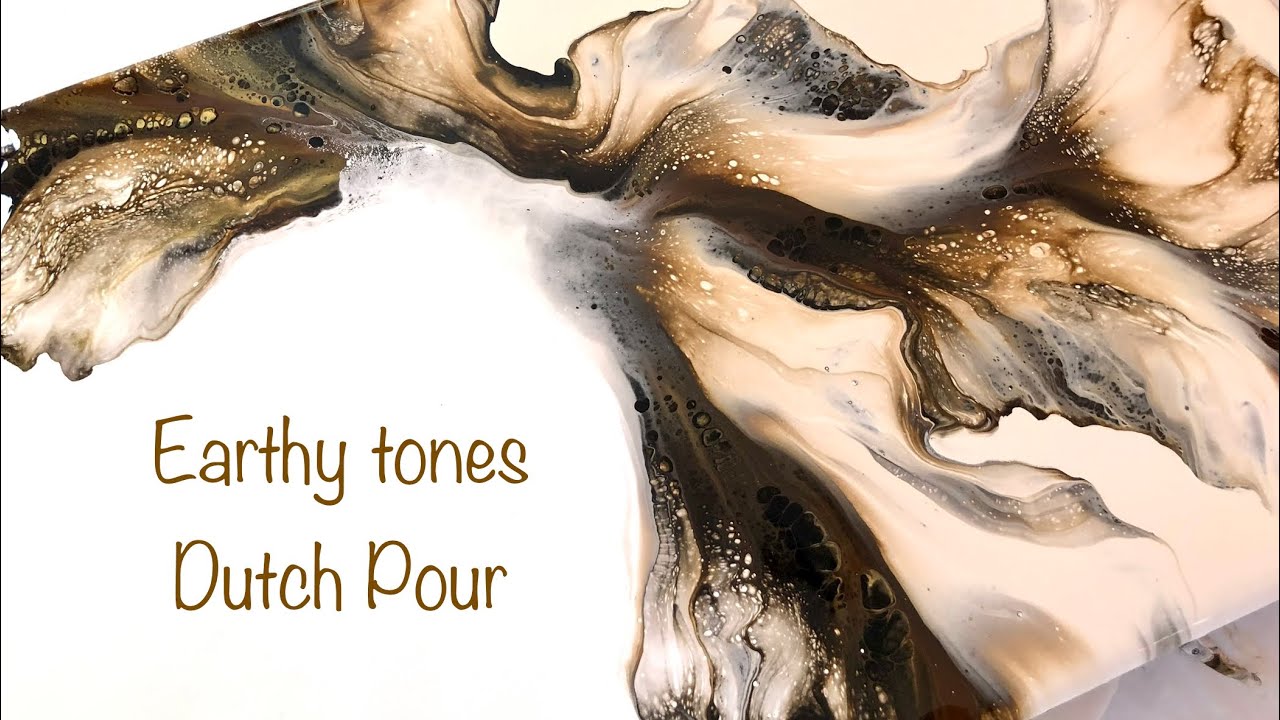 #96 Earthy Tones Dutch Pour | Acrylic Pour Painting with Browns | Fluid Art with Hairdryer |