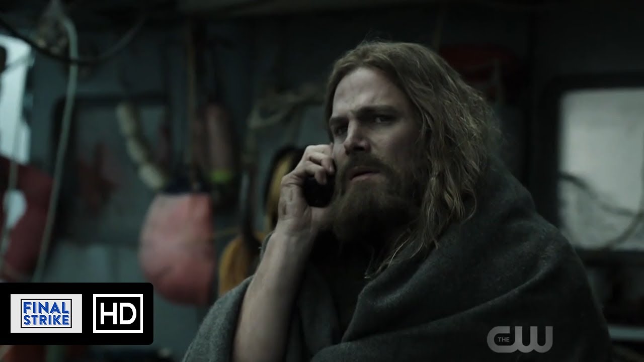 Oliver Calls Moira Queen From The Fishing Boat Flashback Scene | Arrow 5x23