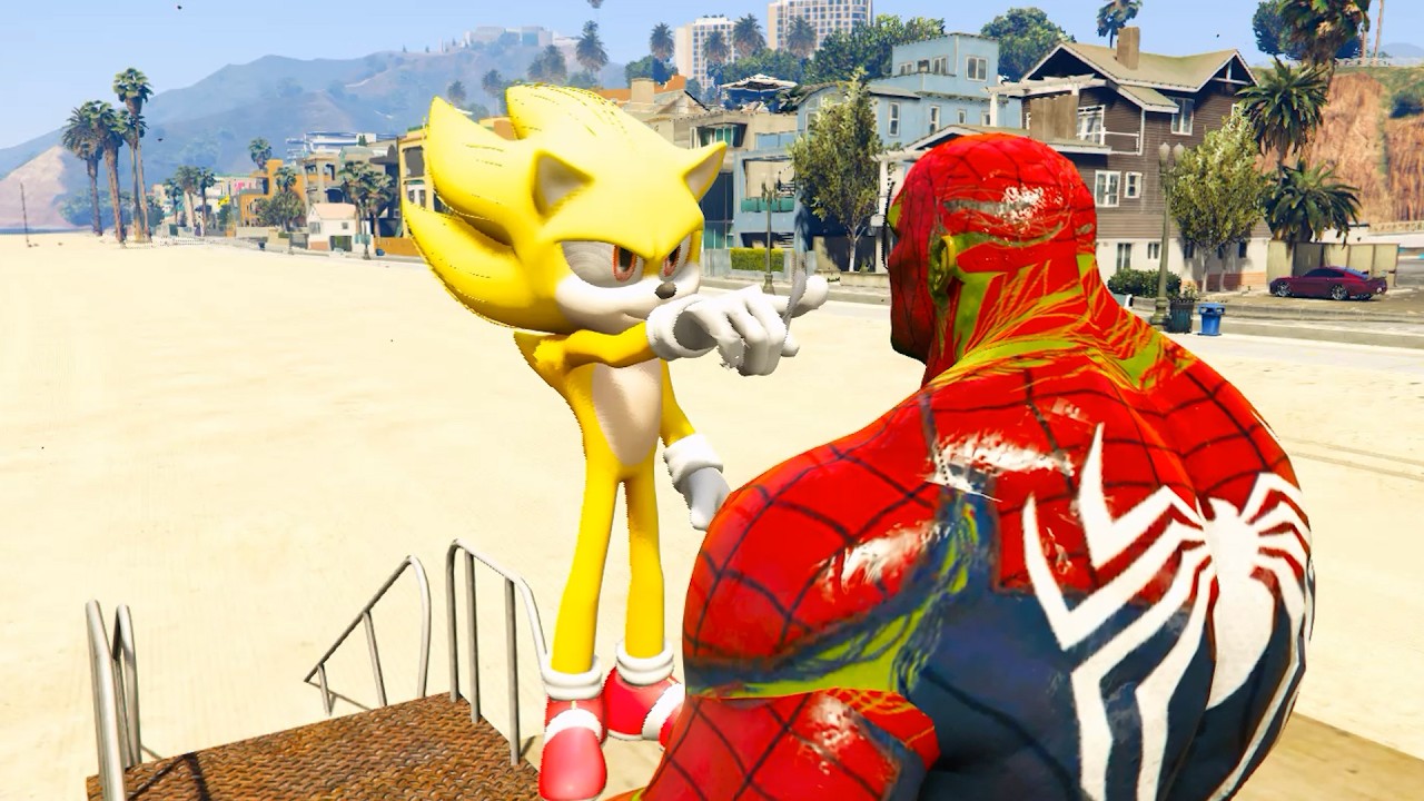 TEAM SPIDER-MAN VS TEAM SONIC - SLAP BATTLE 👋| #Shorts | #gta5 | #anime