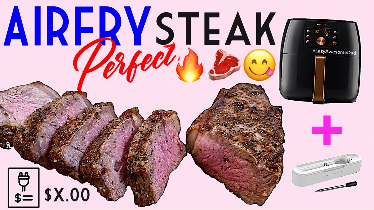 Airfried perfect steak in Philips Smart Sensing Air Fryer XXL with meat probe - electricity cost $xx