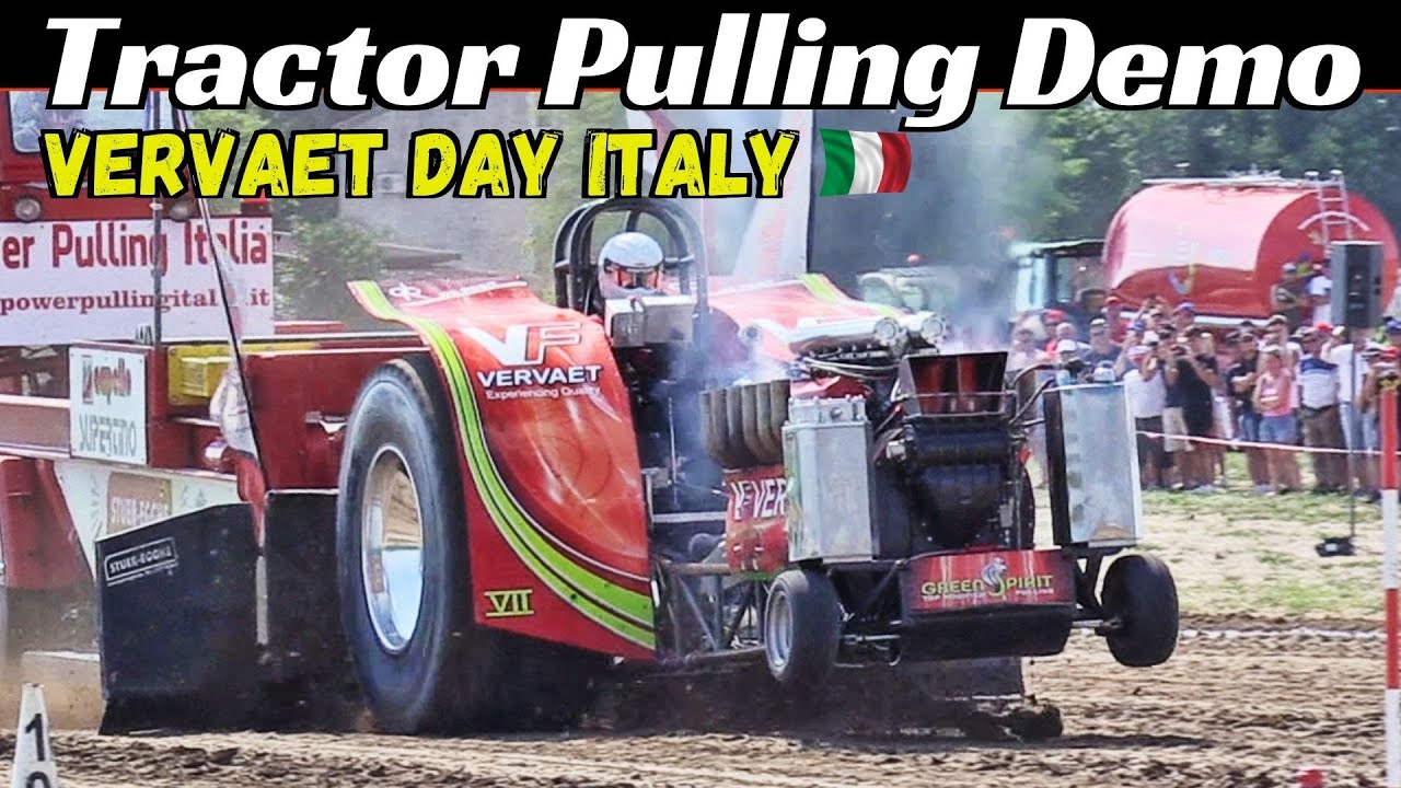 Tractor Pulling Demo at Vervaet Day Italy 2023 - Green Spirit VII Light Modified + Series Tractors 🚜