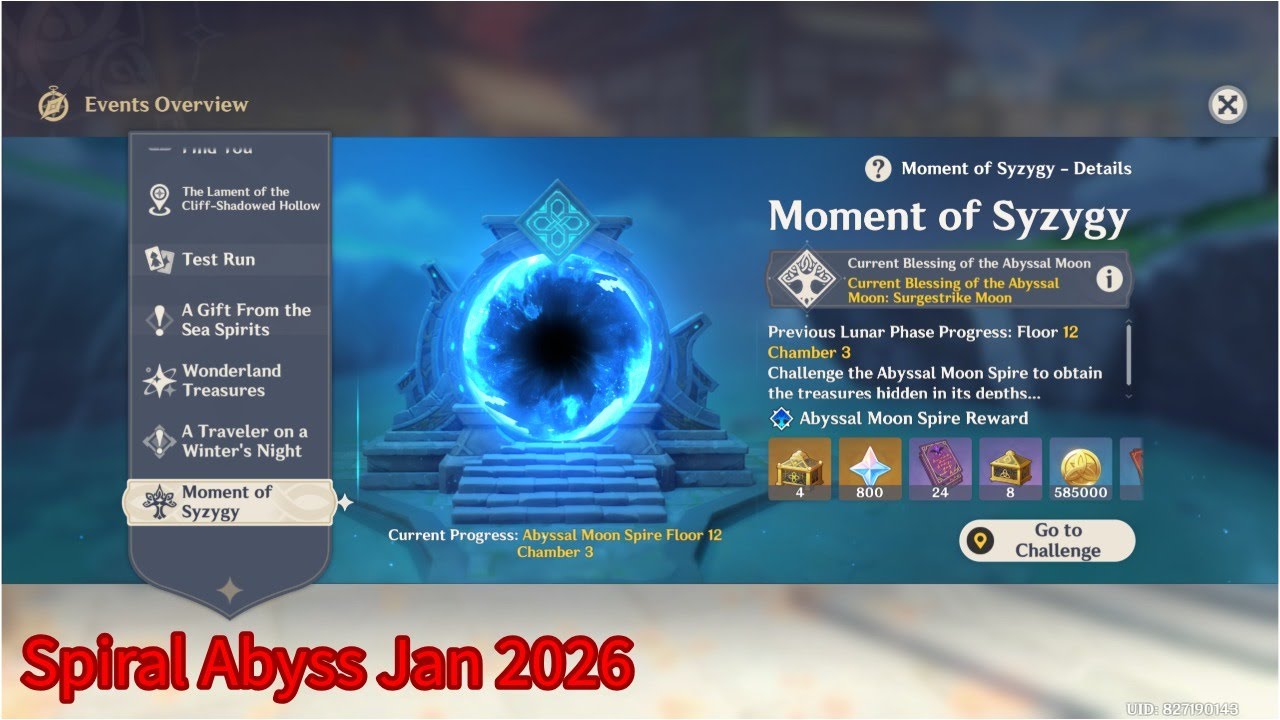 Sprial Abyss Jan 2026 |  Genshin Impact Ver Luna 4
