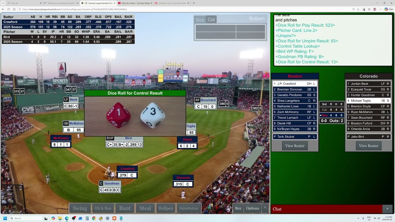 Game 92 Colorado Rockies @ Boston Mob, MLB vs Me 2025 Dynasty League Baseball Replay
