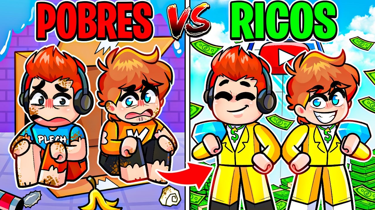 ¡PASAMOS DE YOUTUBERS POBRES A RICOS en ROBLOX! 🤑😎 (JUEGO COMPLETO)