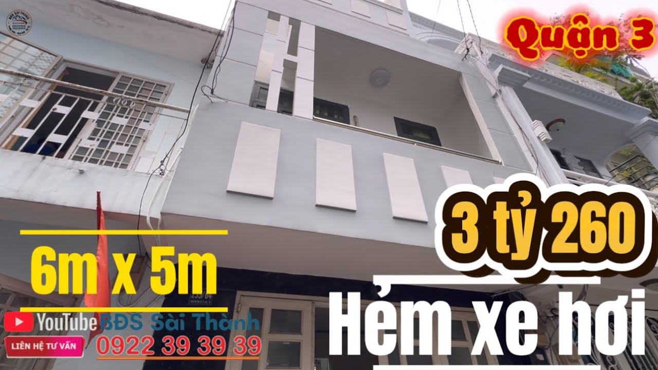 Quận 3 chỉ 3 tỷ 260 Nhanh mới kịp ngang 6X5 hẻm rộng 5m Trệt lầu đúc BTCT #0822393939 #0922393939