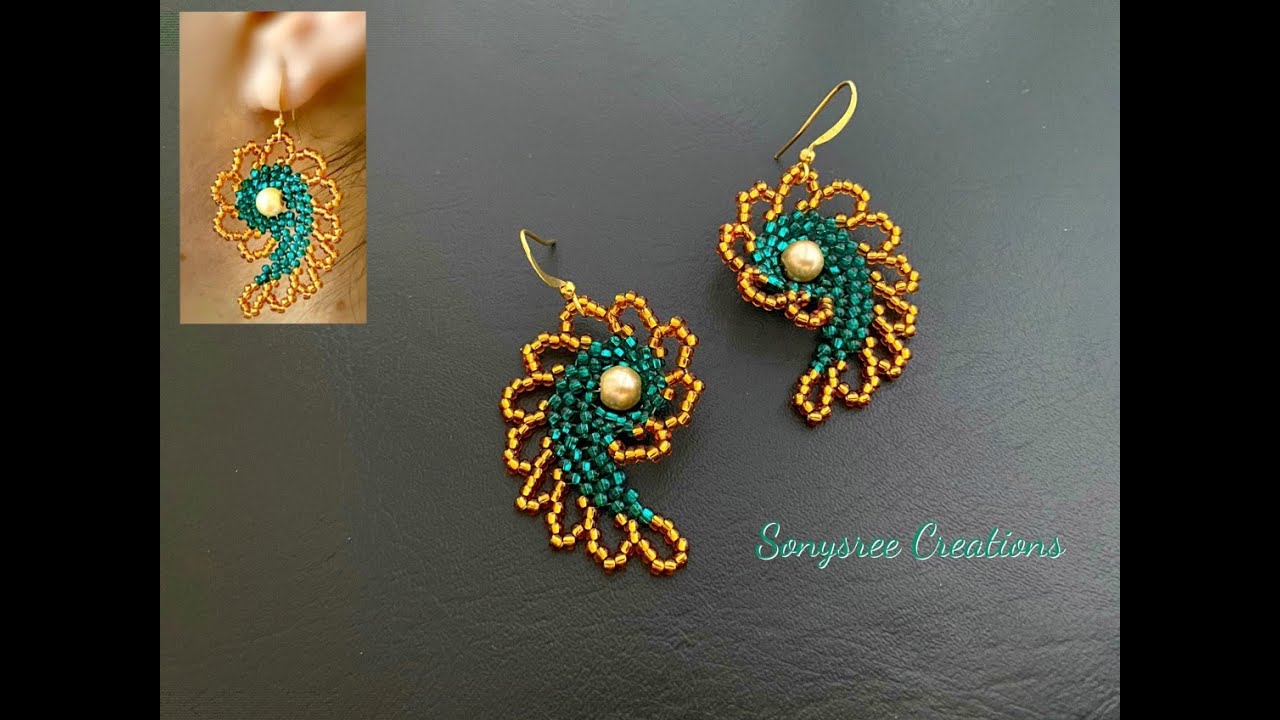 Gold Shell Earrings || DIY Beaded Earrings || Peyote Shell