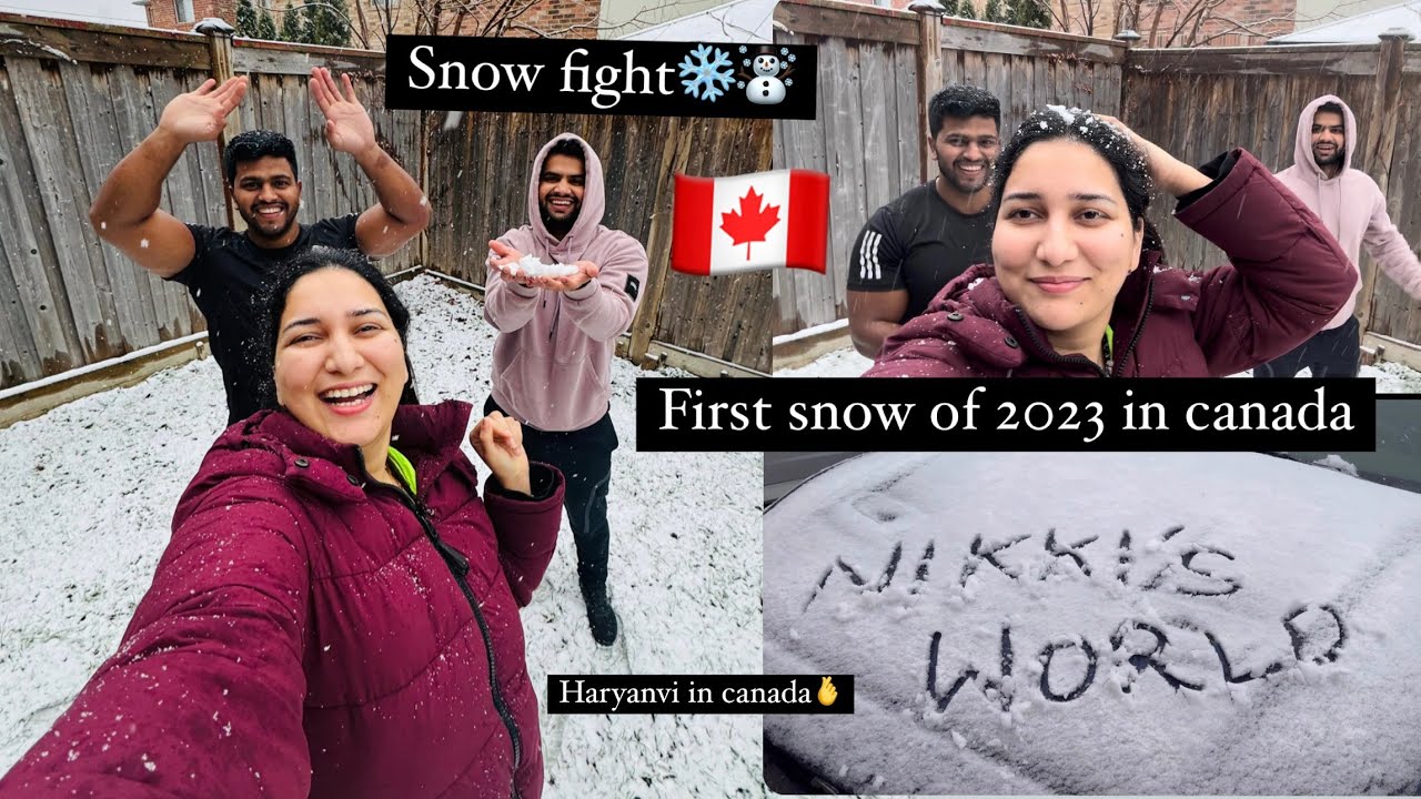 Weather in Canada 🇨🇦 | Snow fight 🤪❄️ | Haryanvi in canada❤️ | #nikkisworld #canada #canadalife