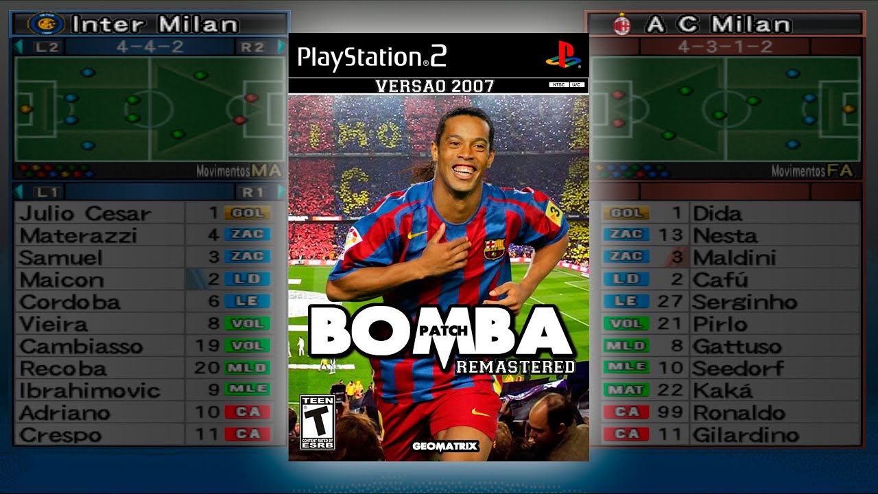 Gameplay Inter de Milão x Milan - Bomba Patch Remastered 2007 Geomatrix - PES, Winning Eleven