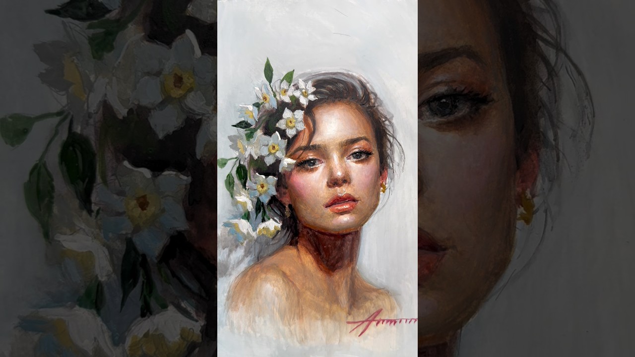 Портрет детской акварелью #art #painting